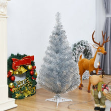 Load image into Gallery viewer, 3 ft Silver Tinsel Christmas Tree with Plastic Stand