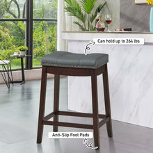 Load image into Gallery viewer, Set of 2 Nailhead Saddle Bar Stools-Coffee