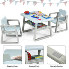 Load image into Gallery viewer, Kids Table and 2 Chairs Set with Storage Shelf-Blue