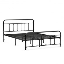 Load image into Gallery viewer, Full Size Metal Bed Frame with Steel Slats Headboard-Black