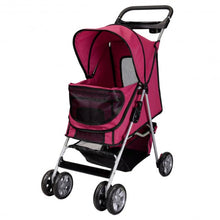 Load image into Gallery viewer, Large Deluxe Folding 4 Wheels Pet Dog Cat Carrier Stroller 8 Colors Choice Rose