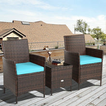 Load image into Gallery viewer, 3Pcs Patio Rattan Furniture Set Cushioned Sofa and Glass Tabletop Deck-Blue