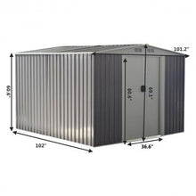 Load image into Gallery viewer, 8x8 ft Outdoor Garden Galvanized Steel Storage Shed with Sliding Door-Gray