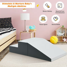 Load image into Gallery viewer, 2 Pcs Soft Foam Indoor Toddler Climb Slide Activity Play Set -White