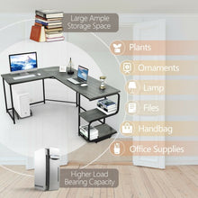 Load image into Gallery viewer, Reversible L-Shaped Computer Study Table with Shelves-Gray