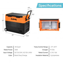 Load image into Gallery viewer, 58 Quarts Car Refrigerator Portable RV Freezer Dual Zone with Wheel-Orange