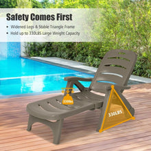 Load image into Gallery viewer, 5 Position Adjustable Folding Lounger Chaise Chair on Wheels-Brown