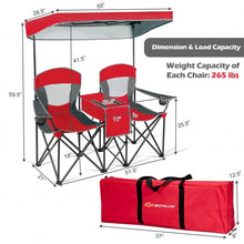 Load image into Gallery viewer, Portable Folding Camping Canopy Chairs w/ Cup Holder-Red