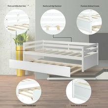 Load image into Gallery viewer, Twin Size Wooden Slat Trundle Platform-White