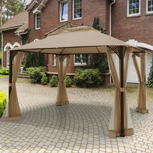 Load image into Gallery viewer, 12" x 10" Outdoor Double Top Patio Gazebo-Brown