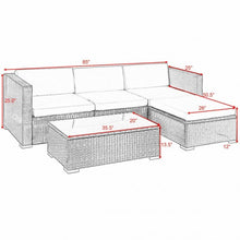 Load image into Gallery viewer, 5 pcs Patio Furniture Rattan Wicker Table Shelf Garden Sofa with Cushion
