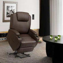 Load image into Gallery viewer, Electric Lift Power Recliner Heated Vibration Massage Chair-Coffee