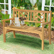 Load image into Gallery viewer, Patio Foldable Bench with Curved Backrest and Armrest