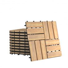 Load image into Gallery viewer, 10 PCS 12" x 12" Acacia Wood Interlocking Check Deck Tiles