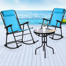 Load image into Gallery viewer, Outdoor Patio Headrest Folding Zero Gravity Rocking Chair-Turquoise