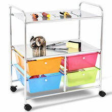 Load image into Gallery viewer, 4 Drawers Shelves Rolling Storage Cart Rack-Multicolor
