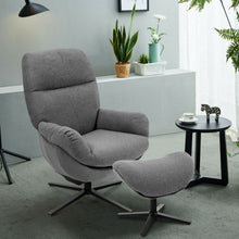 Load image into Gallery viewer, Modern Swivel Rocking Chair and Ottoman Set with Aluminum Alloy Base-Gray