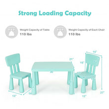 Load image into Gallery viewer, 3-Piece Toddler Multi Activity Play Dining Study Kids Table and Chair Set-Green