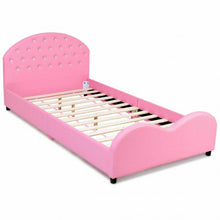 Load image into Gallery viewer, Kids Children PU Upholstered Platform Wooden Princess Bed
