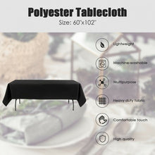 Load image into Gallery viewer, 10 pcs 60" x 102" Rectangle Polyester Tablecloth-Black