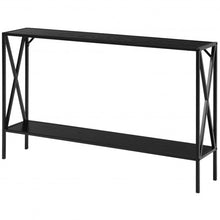 Load image into Gallery viewer, 2 Tier Narrow Accent Side Entryway Metal Frame Console Table -Black