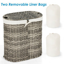 Load image into Gallery viewer, Handwoven Laundry Hamper Basket with 2 Removable Liner Bags-Gray