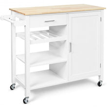 Load image into Gallery viewer, 4-Tier Wood Drawer Kitchen Cart with Storage Shelf and Casters