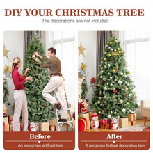 Load image into Gallery viewer, 8 ft Snow Flocked Hinged Christmas Tree with 1651 Branch Tips and Pine Cones