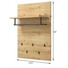 Load image into Gallery viewer, Wall-Mounted Clothes Hanger Rack Shelf with 5 Hooks and Hanging Rod