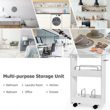 Load image into Gallery viewer, Slim Rolling 3-Tier Bathroom Mobile Shelving Cabinet wih Handle