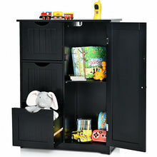 Load image into Gallery viewer, Bathroom Floor Cabinet Side Storage Cabinet with 3 Drawers and 1 Cupboard-Black