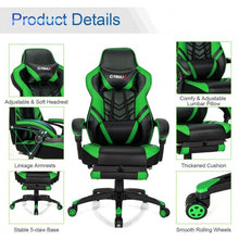 Load image into Gallery viewer, Adjustable Gaming Chair with Footrest for Home Office-Green