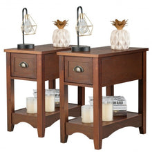 Load image into Gallery viewer, Set of 2 Contemporary Side End Table with Drawer -Walnut