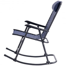 Load image into Gallery viewer, Outdoor Patio Headrest Folding Zero Gravity Rocking Chair-Blue
