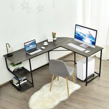 Load image into Gallery viewer, Reversible L-Shaped Computer Study Table with Shelves-Gray