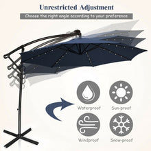 Load image into Gallery viewer, 10FT 360° Rotation Solar Powered LED Patio Offset Umbrella-Navy