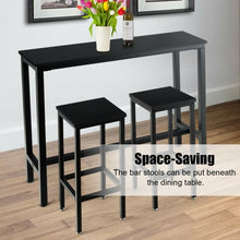 Load image into Gallery viewer, 3 Pieces Bar Table Counter Breakfast Bar Dining Table with Stools-Black