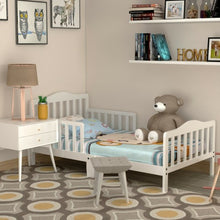 Load image into Gallery viewer, Classic Kids Wood Bed with Guardrails-White