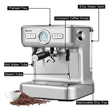 Load image into Gallery viewer, 15 Bar Semi-Auto Espresso Coffee Maker Machine /w Milk Frother Steam Wand