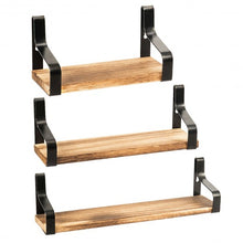 Load image into Gallery viewer, Rustic Wood Wall-Mounted Floating Shelves Set of 3