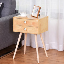 Load image into Gallery viewer, Mid Century Modern 2 Drawers Nightstand in Natural