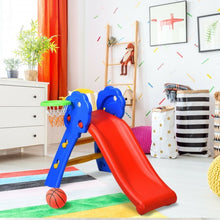 Load image into Gallery viewer, 2 Step Children Folding Slide with Basketball Hoop