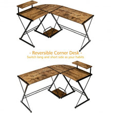 Load image into Gallery viewer, L-Shaped Desk Reversible Corner Computer Desk with Movable Shelf & CPU Stand-RB