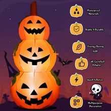 Load image into Gallery viewer, 5 Ft Halloween Inflatable 3-Pumpkin Stack Ghost