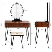 Load image into Gallery viewer, Industrial Makeup Dressing Table with 3 Lighting Modes-Coffee