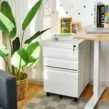 Load image into Gallery viewer, 3-Drawer Mobile File Cabinet Stee with Lock-White