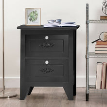 Load image into Gallery viewer, Solid Wood Elegant Storage Nightstand w/ 2 Locking Drawers-Black