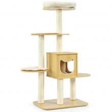 Load image into Gallery viewer, 4 Levels Modern Wood Cat Tower with Washable Mats-Walnut