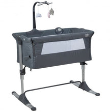 Load image into Gallery viewer, Height Adjustable Baby Side Crib with Music Box & Toys-Dark Gray