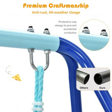 Load image into Gallery viewer, Outdoor Kids Swing Set with Heavy Duty Metal A-Frame and Ground Stakes-Blue